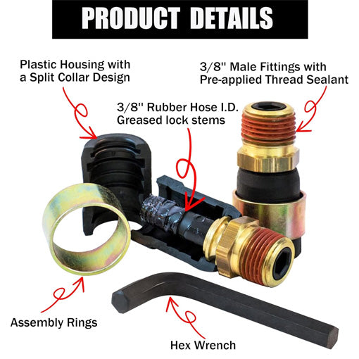 1/2" NPT Fittings Truck Air Line Quick Repair Swivel Kit