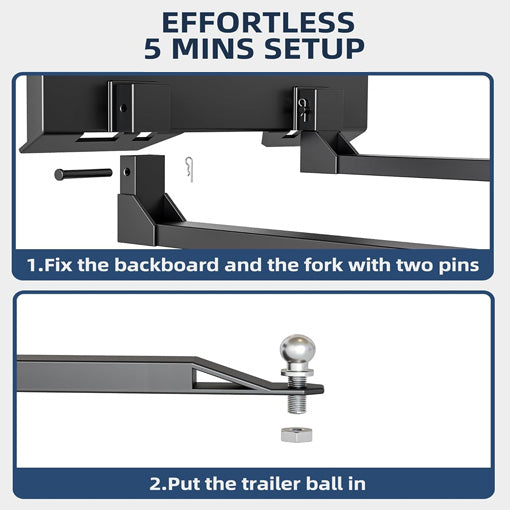 Pin-on Pallet Fork Quick Attach Mount Attachment with Hitch Ball