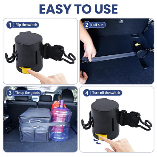 Car Trunk Self-Retracting Tie-Down Straps