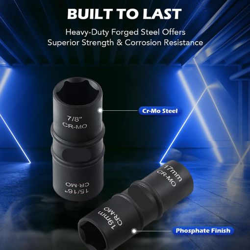 Metric and SAE 1/2-inch Drive Impact Flip Socket Set