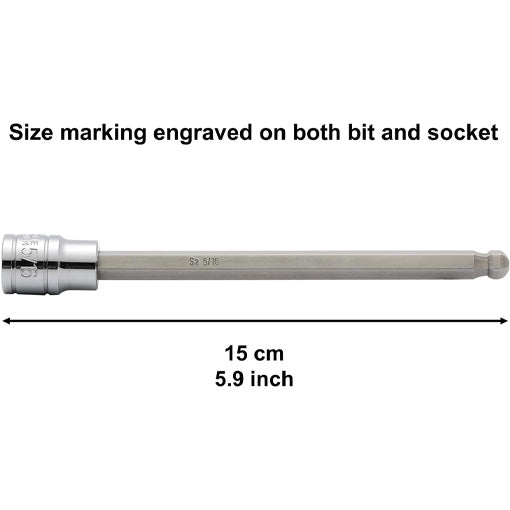 3/8" Drive Extra Long Ball-End Hex Bit Socket Set