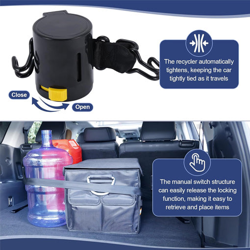 Car Trunk Self-Retracting Tie-Down Straps