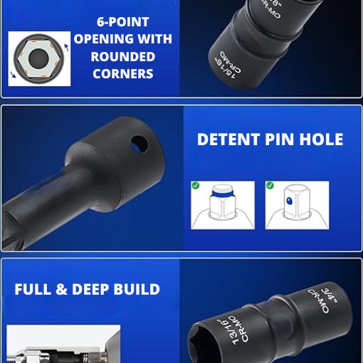 Metric and SAE 1/2-inch Drive Impact Flip Socket Set