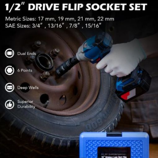 Metric and SAE 1/2-inch Drive Impact Flip Socket Set
