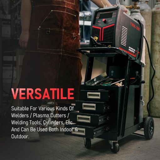 Rolling Welding Cart with 4 Drawers