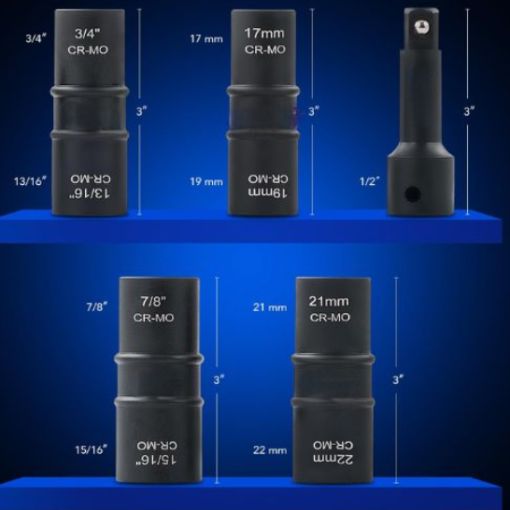 Metric and SAE 1/2-inch Drive Impact Flip Socket Set