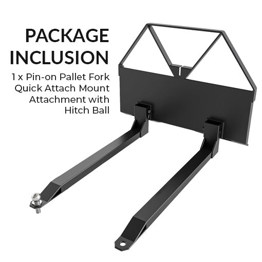 Pin-on Pallet Fork Quick Attach Mount Attachment with Hitch Ball