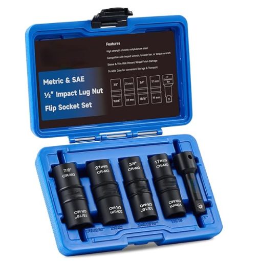 Metric and SAE 1/2-inch Drive Impact Flip Socket Set