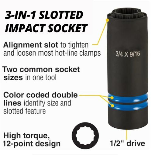 3-in-1 Slotted Impact Socket