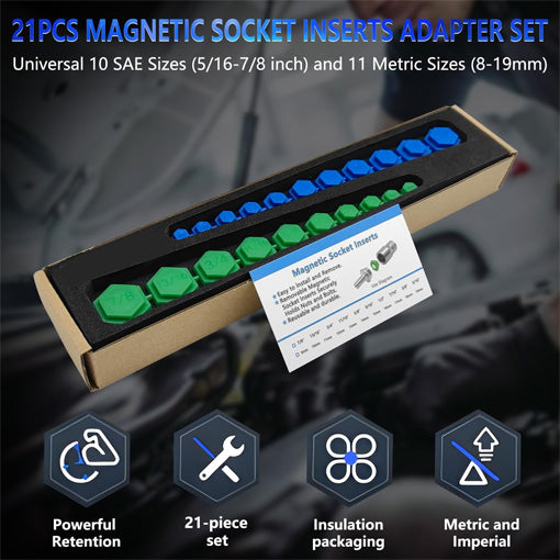 SAE and Metric Magnetic Socket Inserts Tool Set